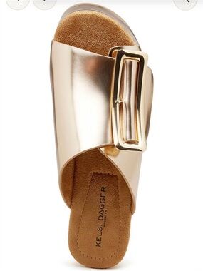 New Kelsi Dagger matte Metallic Rose Gold Slide BUCKLE Sandal 8